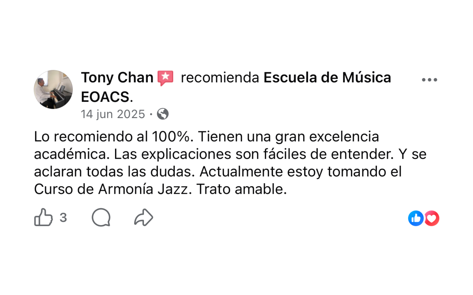 Testimonio de alumno EOACS