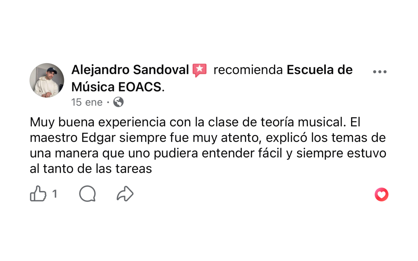 Testimonio de alumno EOACS