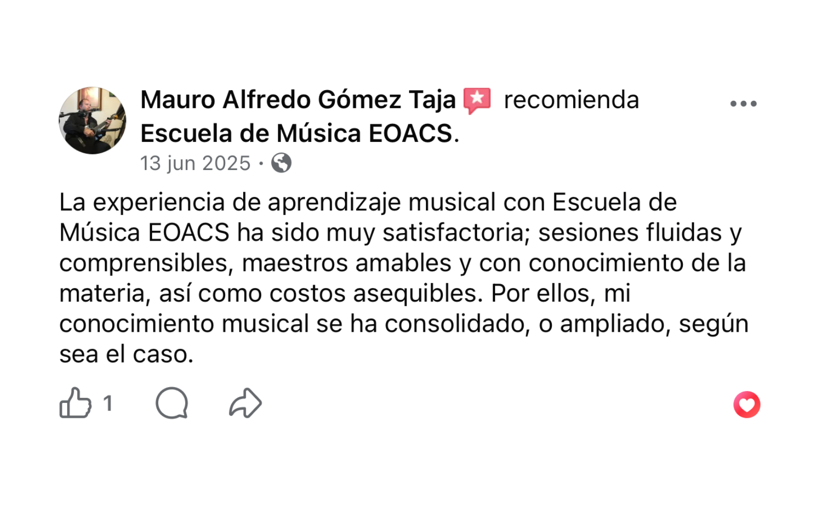 Testimonio seleccionado de alumno EOACS®