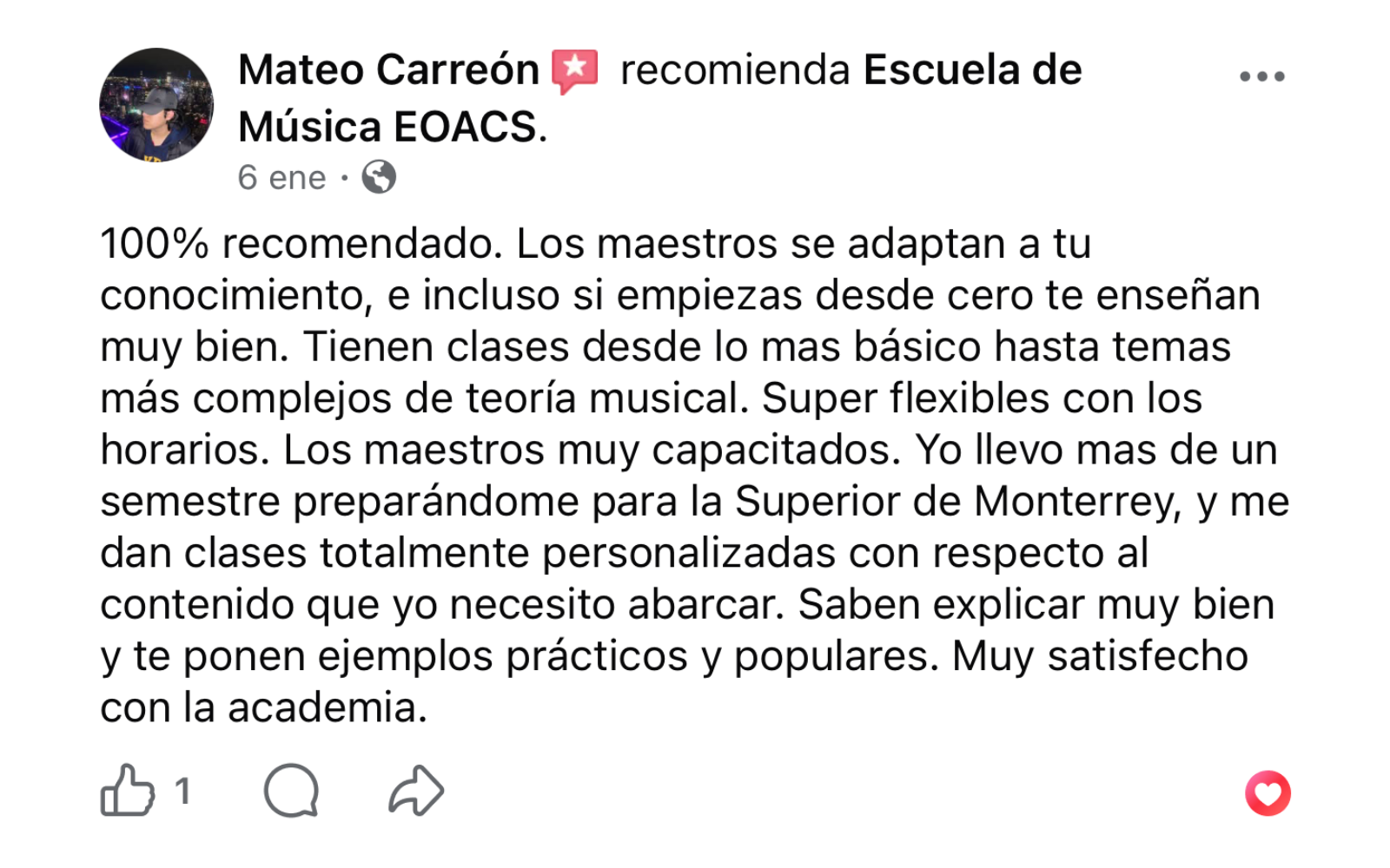 Testimonio seleccionado de alumno EOACS®